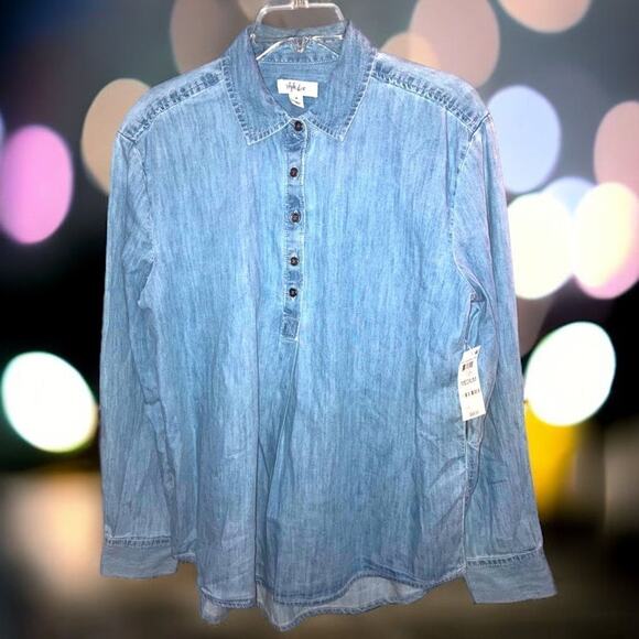 NWT!  Style & Co Denim Shirt Medium! - Picture 1 of 15